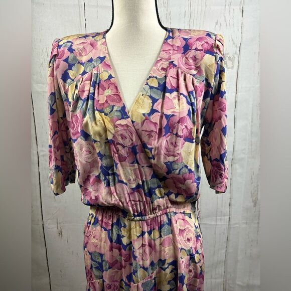 Vintage Lynda Pizzuto for Phoebe Dress Floral Prind - Picture 12 of 16